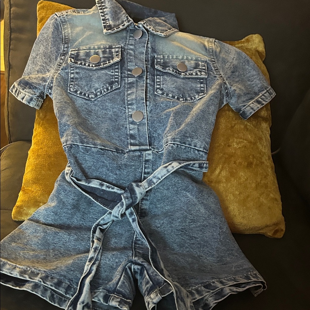 SHEIN Kids Denim Blue Romper